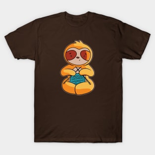 Cute Cartoon Knitting Sloth T-Shirt